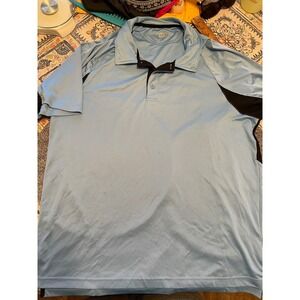 Under Armour Mens HeatGear Polo Shirt Light Blue Black Performance Golf Large